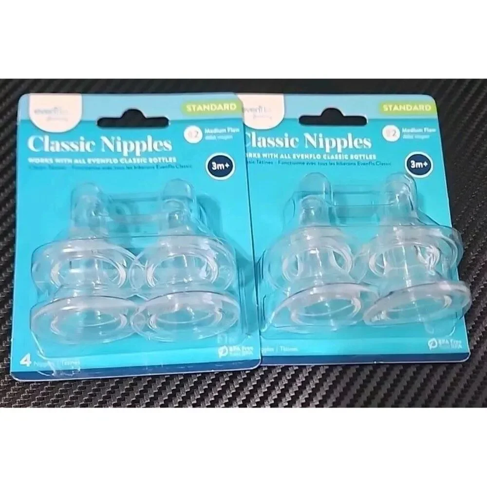 Lot Of 2-Evenflo‎ Classic Silicone Nipples Stage 2 Medium Flow